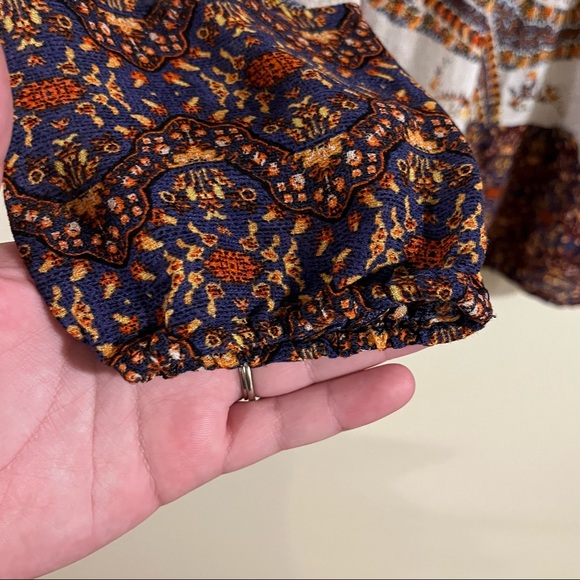 Lucky Brand White Orange Blue Paisley Print Relaxed Fit Tunic Blouse - Picture 6 of 9